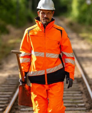 Veste d'éxtrieur très résistant à l'usure, respirant, imperméable et coupe-vent (orange/marine foncé)